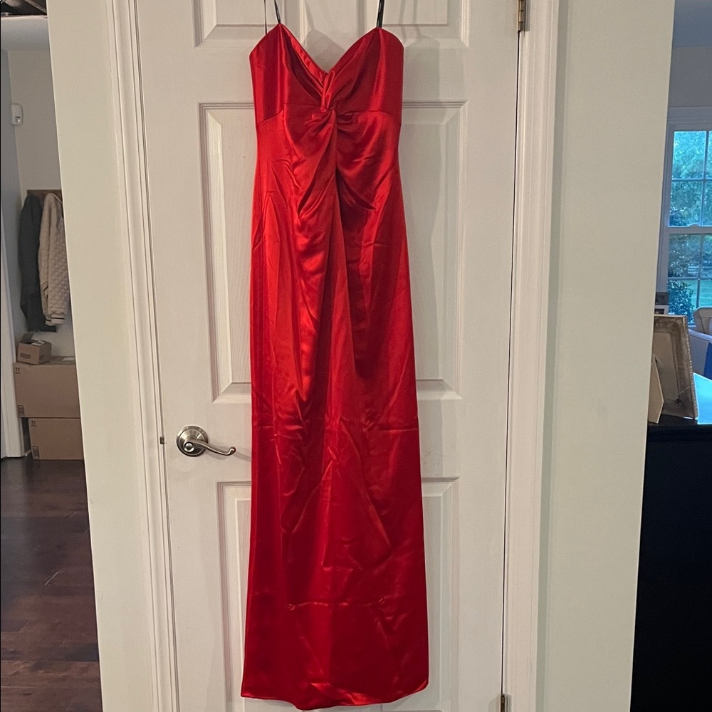 Retrofete Red Satin Slip Maxi Dress -